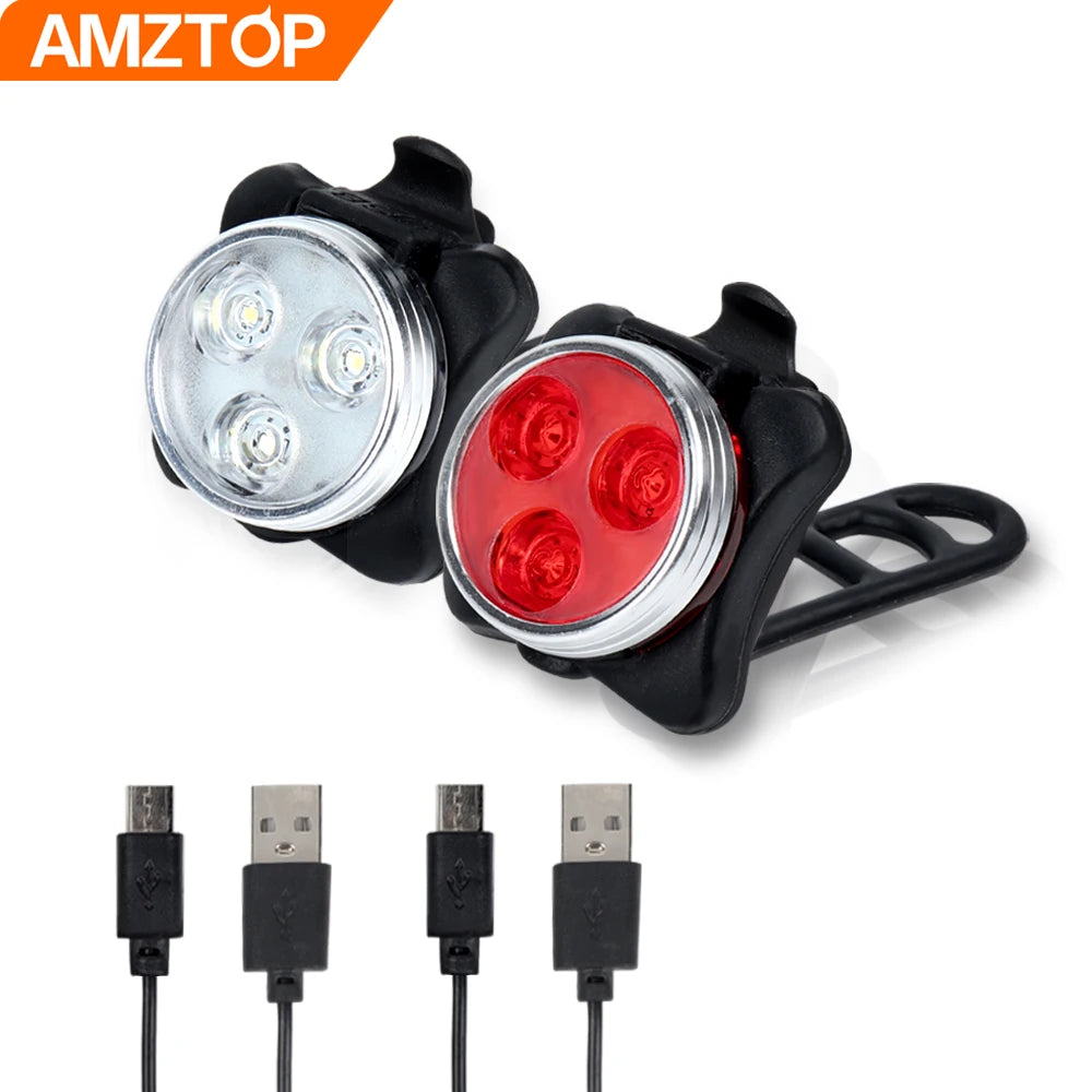 F23-0001 New Waterproof USB Charging Smart Bicycle Headlight Front Tail Combo Set Lamp LED Bike Light