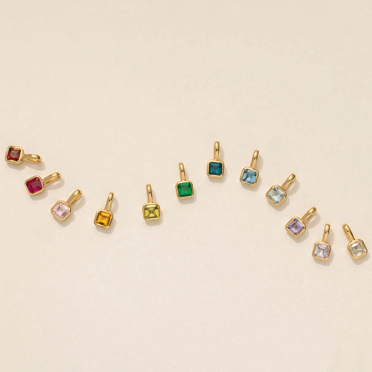 Fashion Jewelry Accessories Jewelry Findings Stainless Steel Birthday Stone Charm Zircon PENDANT CHARM 18k Gold Plated