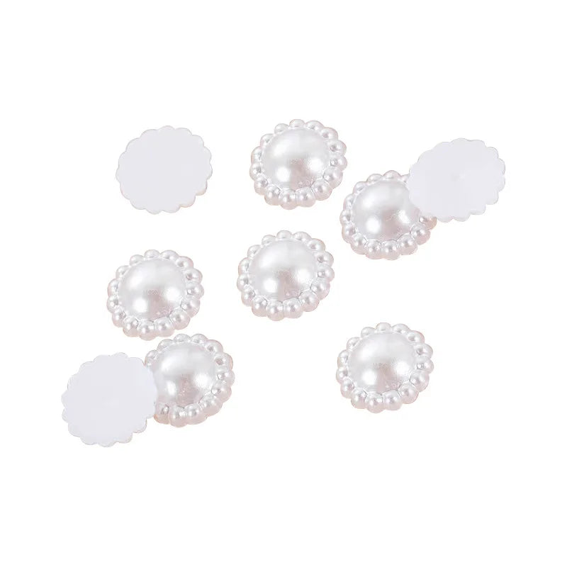 500g 12mm Imitation Pearls Half Round Flatback Flower Beads for Scrapbook Cards Decoration DIY Jewelry Crafts Loose Beads