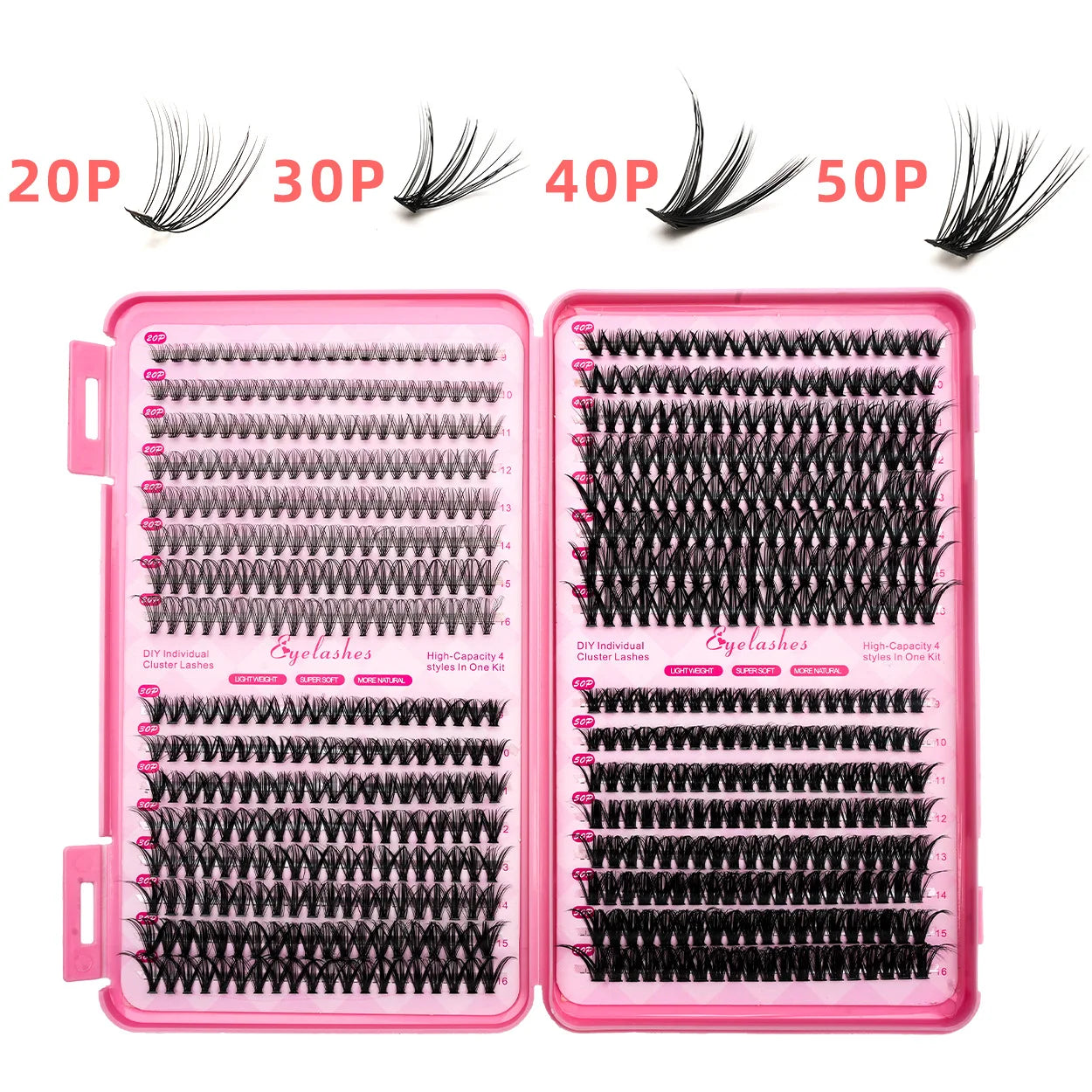 Big Tray  Double-sided 32 Row Tray  Cluster Eyelash Book 20D 30D 40D  50D  60D 80D Pre-cut Segment Cluster Lashes