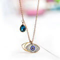 Simple Design Gold Plating Cz Evil Eyes Pendant Necklace Stainless Steel Full Crystal Rhinestone Turkish Evil Eyes Necklace