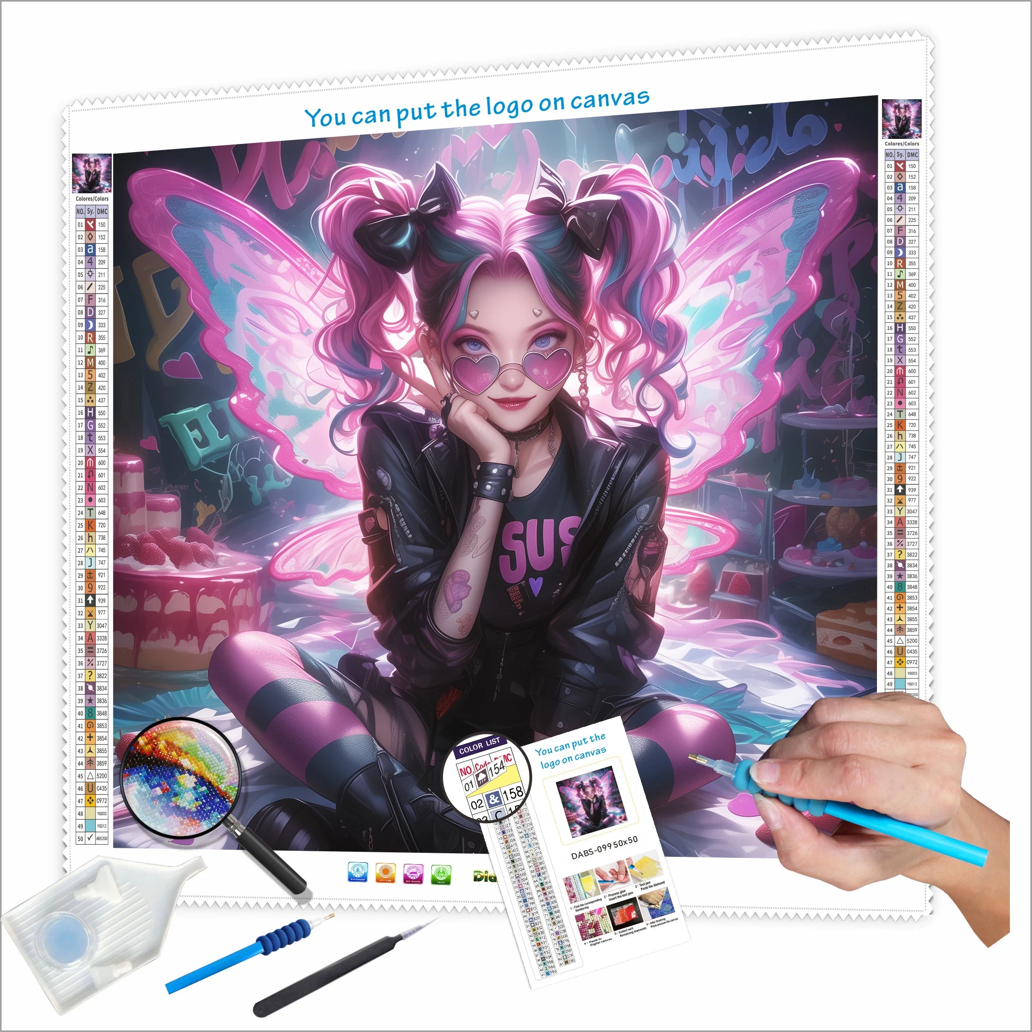 N-2121 DIY 5D Photo Custom Square Diamond Painting Art Kits Purple Girl Portrait on Canvas Unique Square Diamond Painting Design