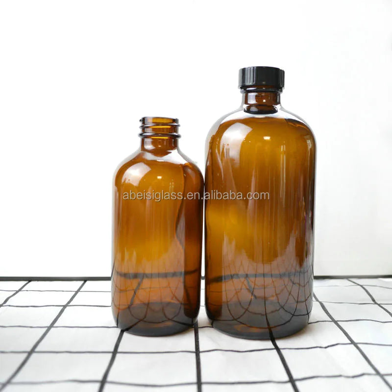 Wholesale 1 Liter 1000 Ml 500 Ml 230 Ml Amber Accept Customization Mumu Spray Pump Glass Bottle Round