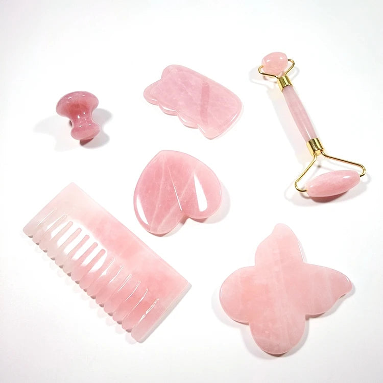 Diy 100% Natural Pure Jade Roller Facial Massage Set Facial Beauty Rose Quartz Jade Roller Package