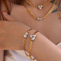 Dazan New HOT 18k Gold Plated Tarnish Free Vintage Lucky Grass Tear Zircon Design Pendant Clavicle Necklace Bracelet Anklet Set