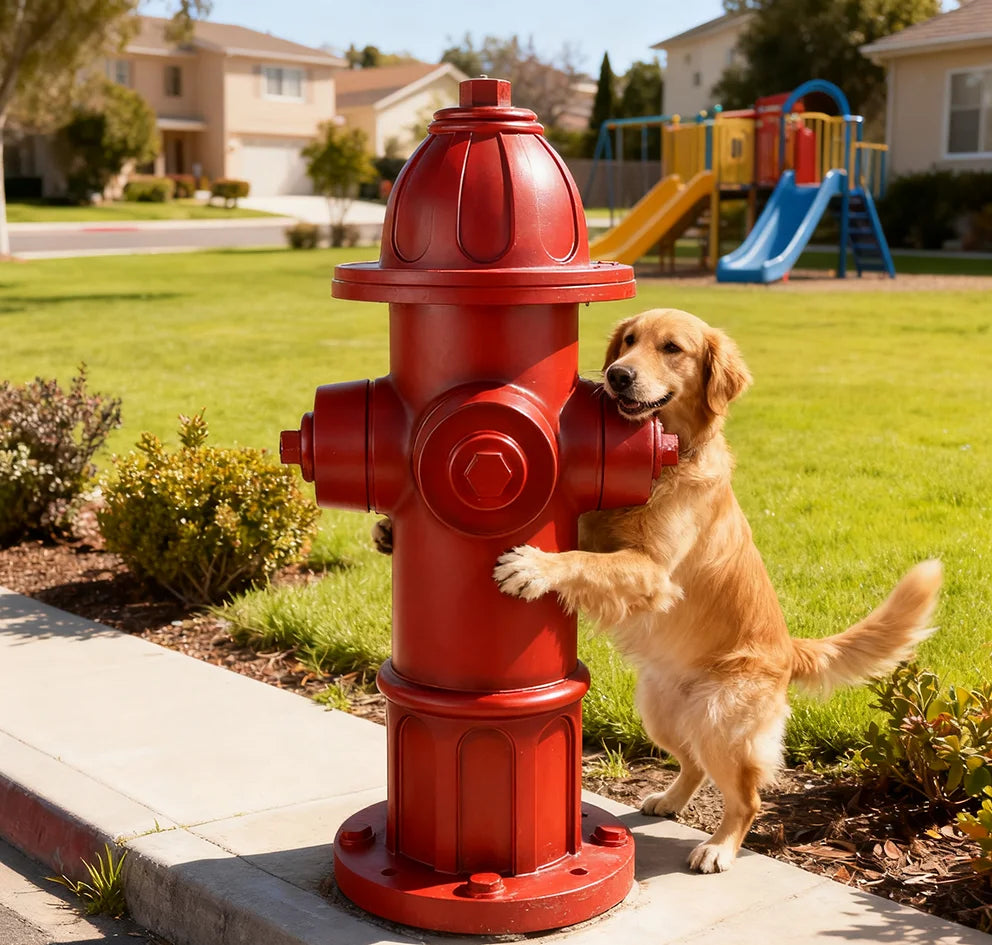 Realistic Red Fire Hydrant Resin Sculpture Authentic Model for Dog Training and Garden Decor Outdoor Yard Ornament