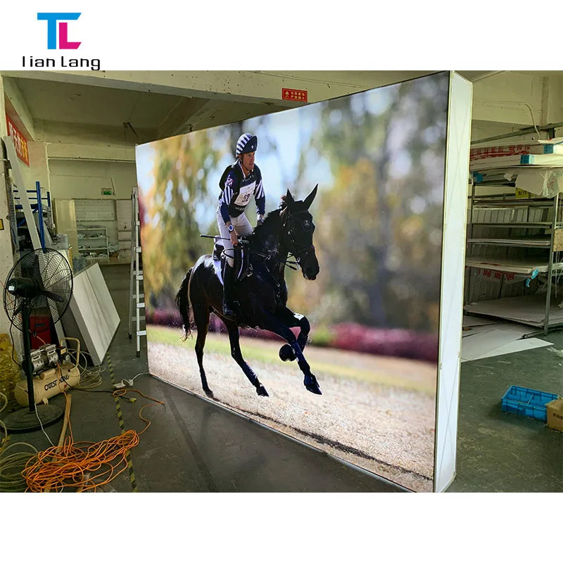 Collapsible Custom Expo Advertising Promotion Booth Display 10x20 Aluminum SEG Fabric Easy Setup LED Light Box Pop up Stands