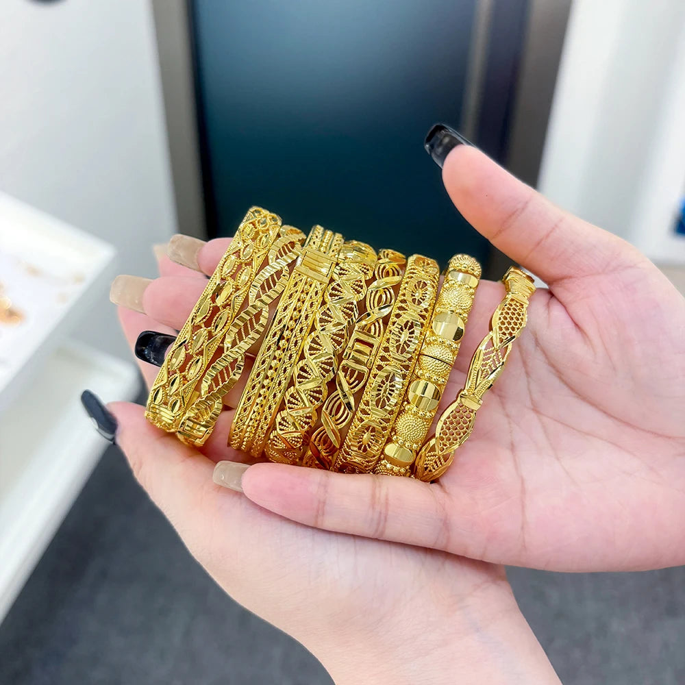 JXX Hot Sale Designer Dubai Jewelry 24K Gold Brass Bracelets & Bangles for Women Indian