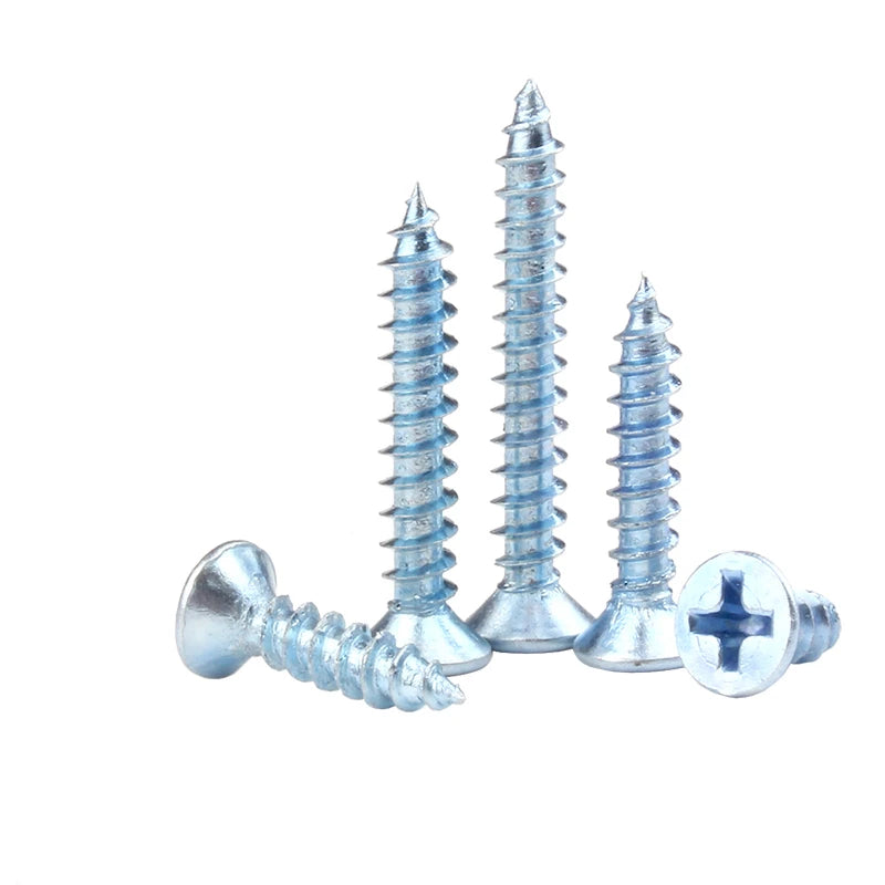 M3 M4 M5 M6 Metric Galvanized Black Carbon Steel Brass Phillips Cross Recessed Countersunk Flat Head Class 8 Tapping Screws