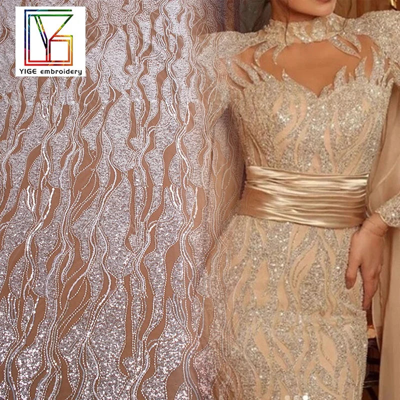 Wedding Tulle Luxury Lace White Dress Heavy With Beads Sequin Bridal Fabric Hot Selling Beautiful Wedding Lace