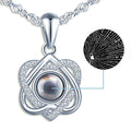 Silver Double Heart Necklace Hollow 925 Sterling Silver 100 Languages I Love You Projection Necklace
