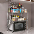 Dual-Tier Foldable Stainless Steel Microwave Rack Kitchen Storage Multipurpose Oven Shelf