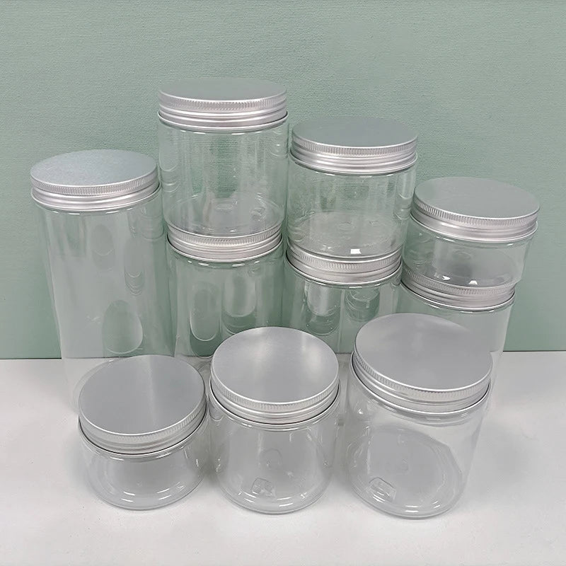 Wholesale 80ml PET Plastic Aluminum Cream Jars Food Grade 80g Plastic Packaging Jar Lids for Face Masks Lotions Shampoos Blushes