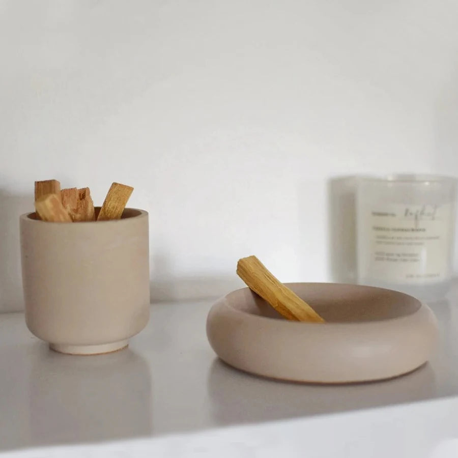 Custom Round Ceramic Palo Santo Aromatic Fall Incense Burner & Stick Holder Set Home Decor