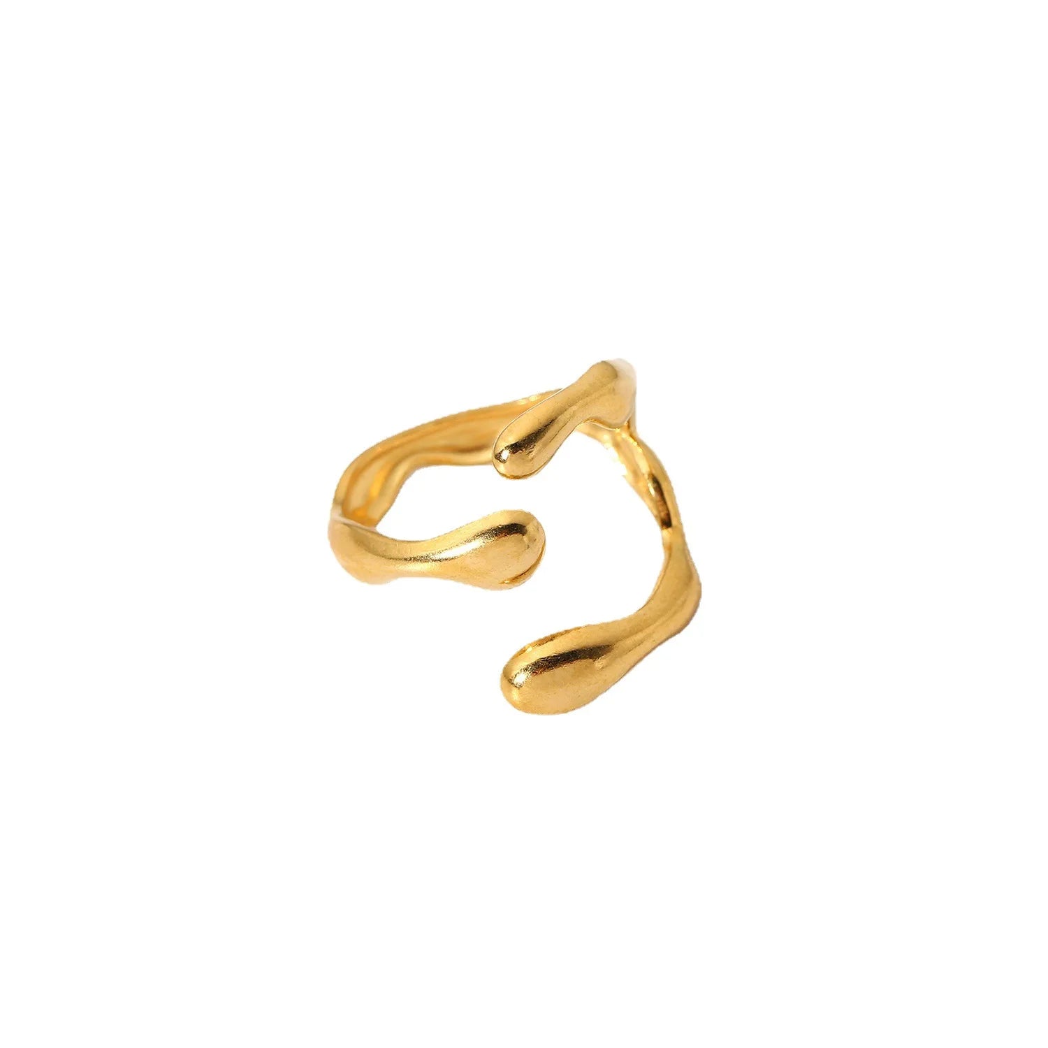 Geometry Cross Rings 18k Gold Plated Stainless Steel Open Rings for Women