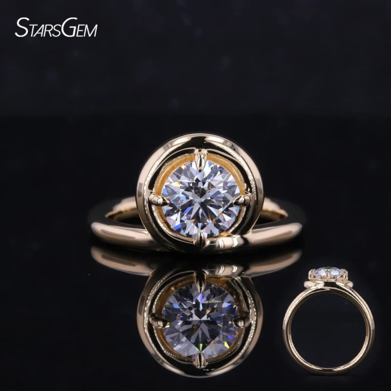 18K Solid Gold Round Brilliant Cut IGI HPHT Lab Grown Diamond Stone Engagement Ring