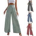 S-3XL New Floral Casual Pants Loose Print Waist Pants Wide Leg Pants