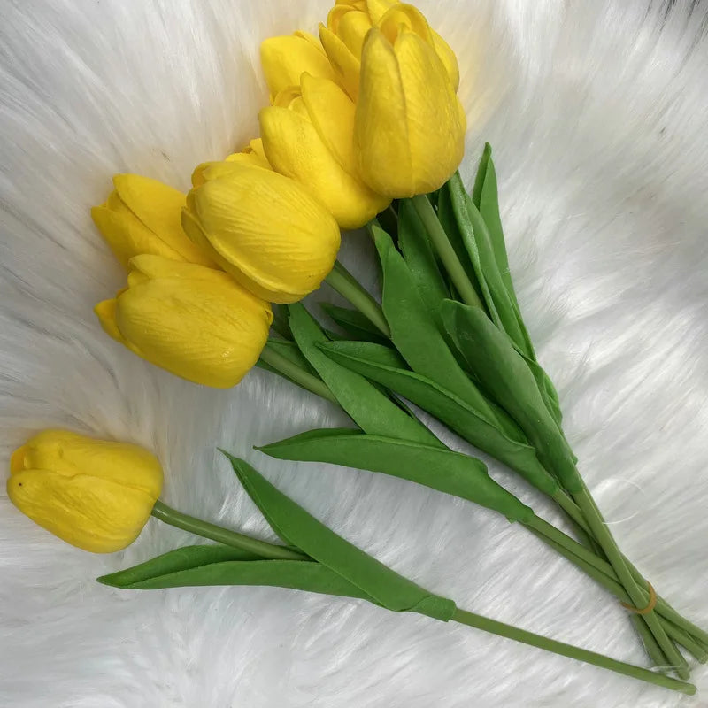 Artificial Flower Single Yellow Tulip Home Office Decoration Fake Flower