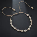 Hawaii Summer Beach Jewelry White Woven Rope Chain Sea Cowrie Shell Necklace Natural Puka Shell Necklace for Women