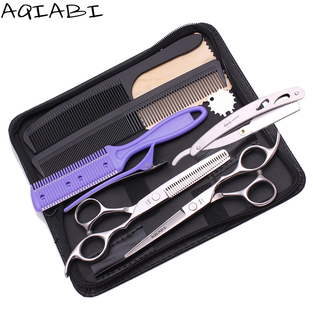 AQIABI Japan Stainless Hair Cutting Scissors Thinning Shears A1006 5.5'' 6'' 6.5'' Hairdressing Scissors with Sharp Blade Tip