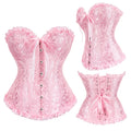 Women Bustier Plastic Boned Waist Trainer Slimming pink Corset Navy Bustier Brown Waist Cincher