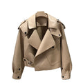 QC20003 Women's New Brand Vintage Belt Genuine Leather Oversized Streetwear Casual Jacket