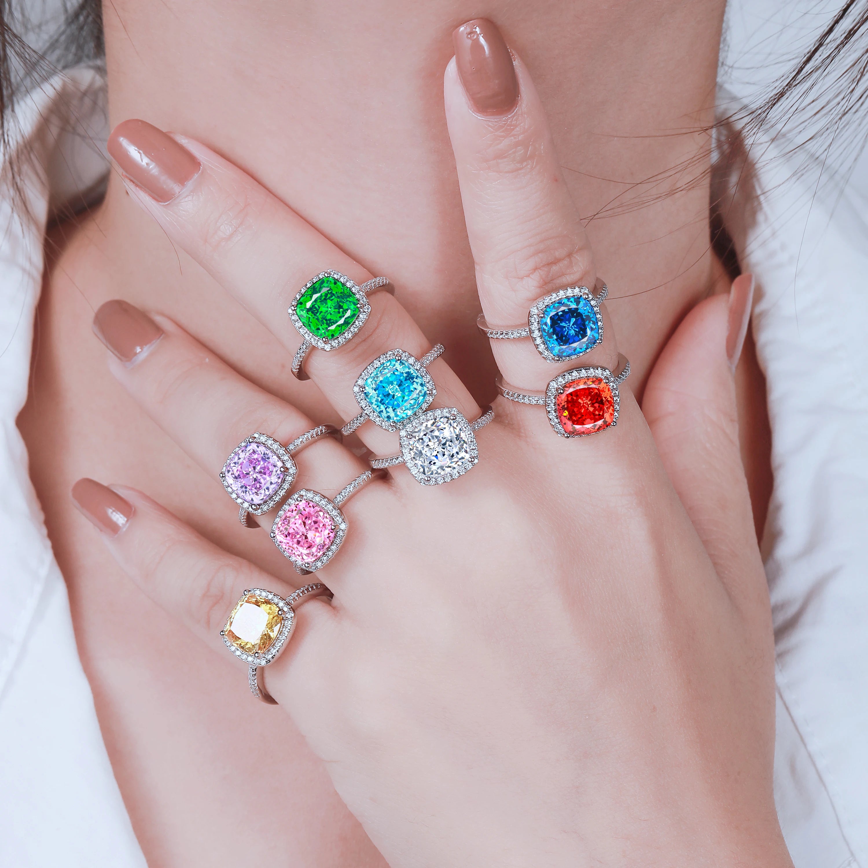 Ladies Jewellery Classic Silver 925 Rings Love Heart Fashion Crystal Wedding & Party Ring for Women Silver Jewelry