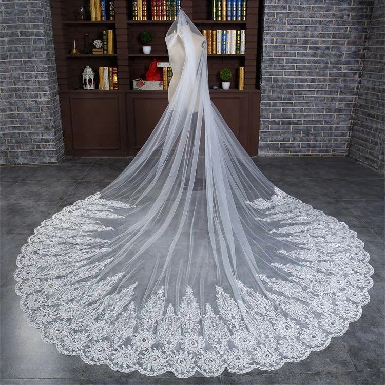 New Korean-Style Ultra Long White 3m Veil High-Quality Bridal Wedding Veil Aesthetic Embroidery Diamond Encrusted Veil