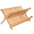 Wholesale Price 2 Tier Dish Drying Rack Folding Dish Drying Rack Bamboo Collapsible Plate Drying Rack