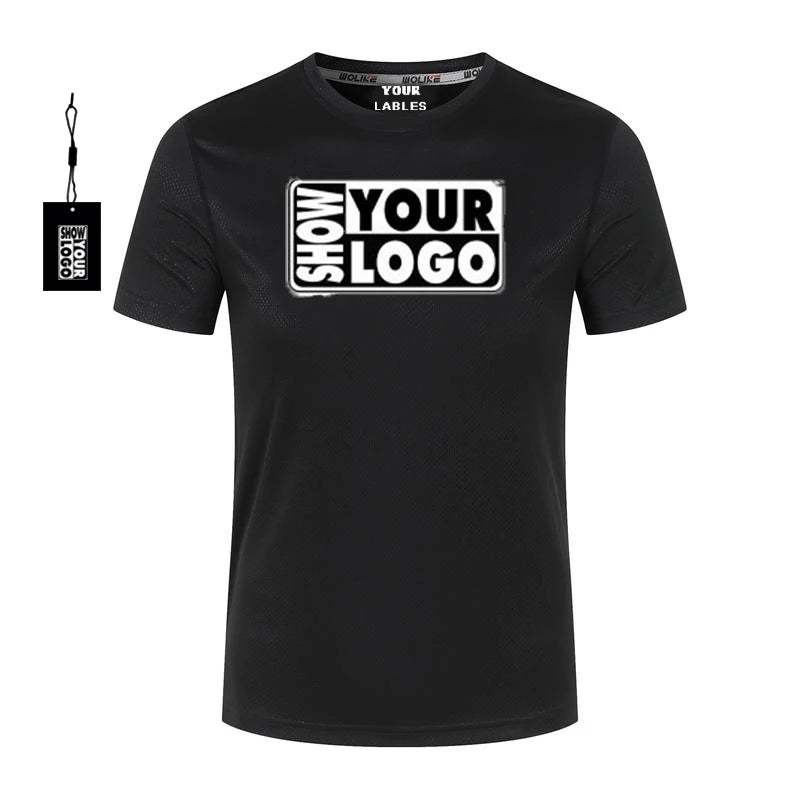 Free Labels Print and hang Tags Solid Color Custom Design T-Shirt 100% Polyester Mesh Quick Dry Short Sleeve Quick Dry T Shirt