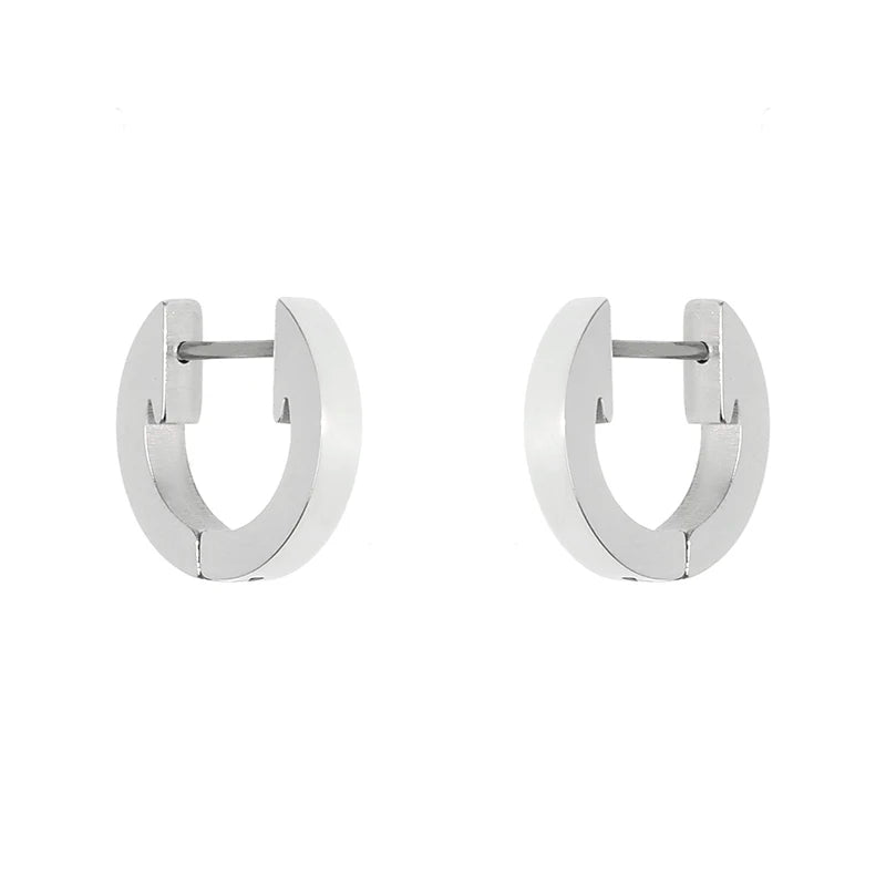 2026 Classic Lightweight Chunky Open Large Luxury Stainless Steel Huggie Earrings Gold Plated Trendy Unisex Hoop Jewelry