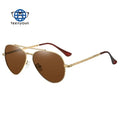 Teenyoun Alloy Vintage Mirror Men Hd Shades Driving Outdoor Square Sunglasses 2023 New Polarized Metal Double Beam