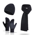 Landfond Accessory Winter Check Jacquard Knitting Hat Fashion Warm Scarf Gloves Set
