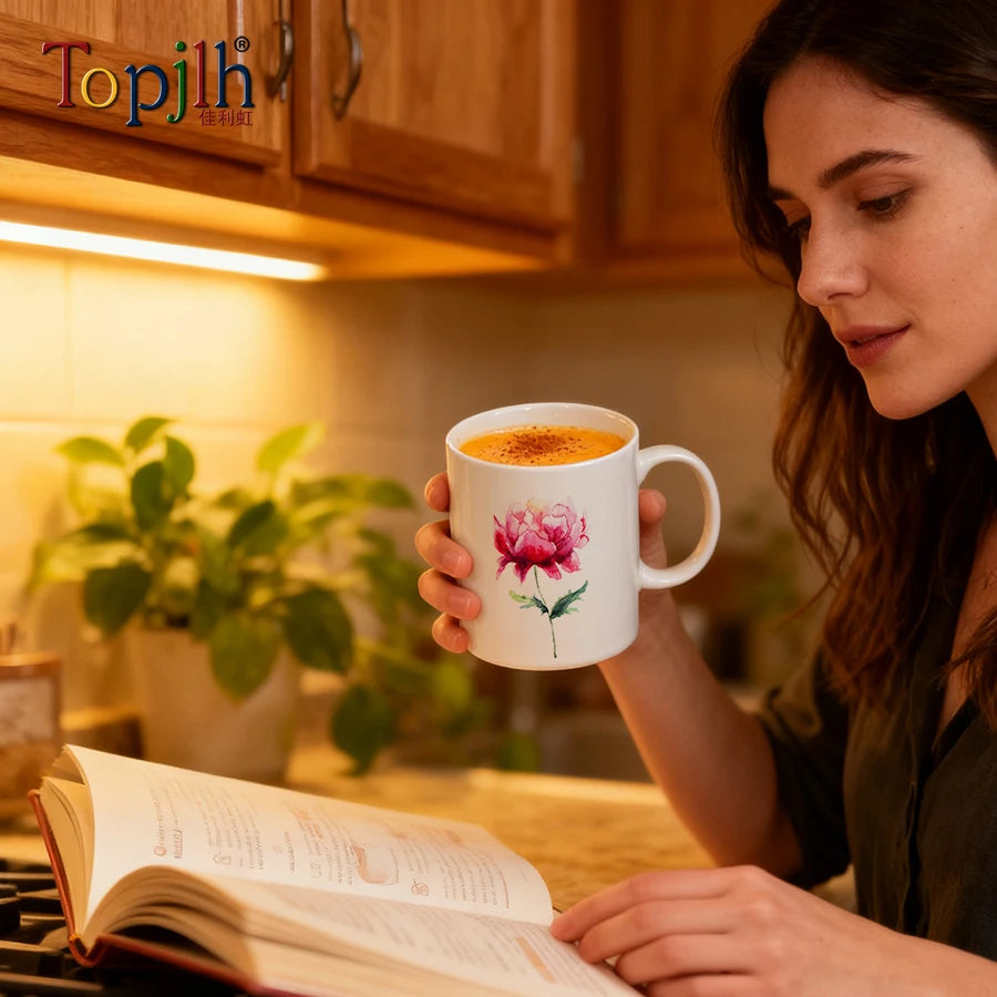 Topjlh Customized 11oz Sublimation White Ceramic Mug Smooth Surface Printable Mug with Handle for DIY Gifts Business Supplies