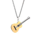 Fashion Men Chic Stainless Steel 18k Gold Plated Guitar Pendant Necklace for Guys Necklaces Jewelry