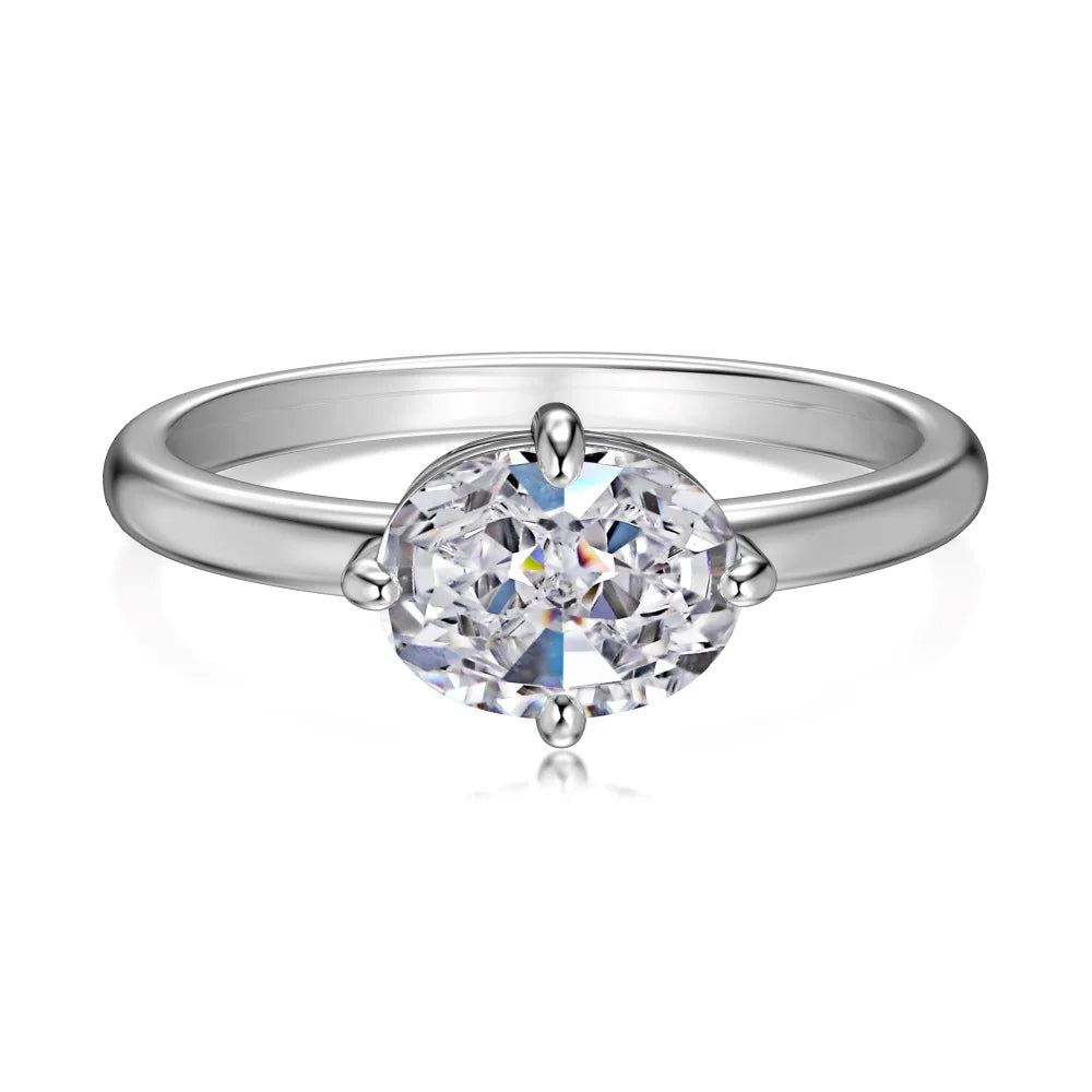 Dylam Manufacturer Direct Sale S925 Sterling Silver Ring Big Cz Cubic Zirconia Oval Shape Wedding Engagement Rings Jewelry Women