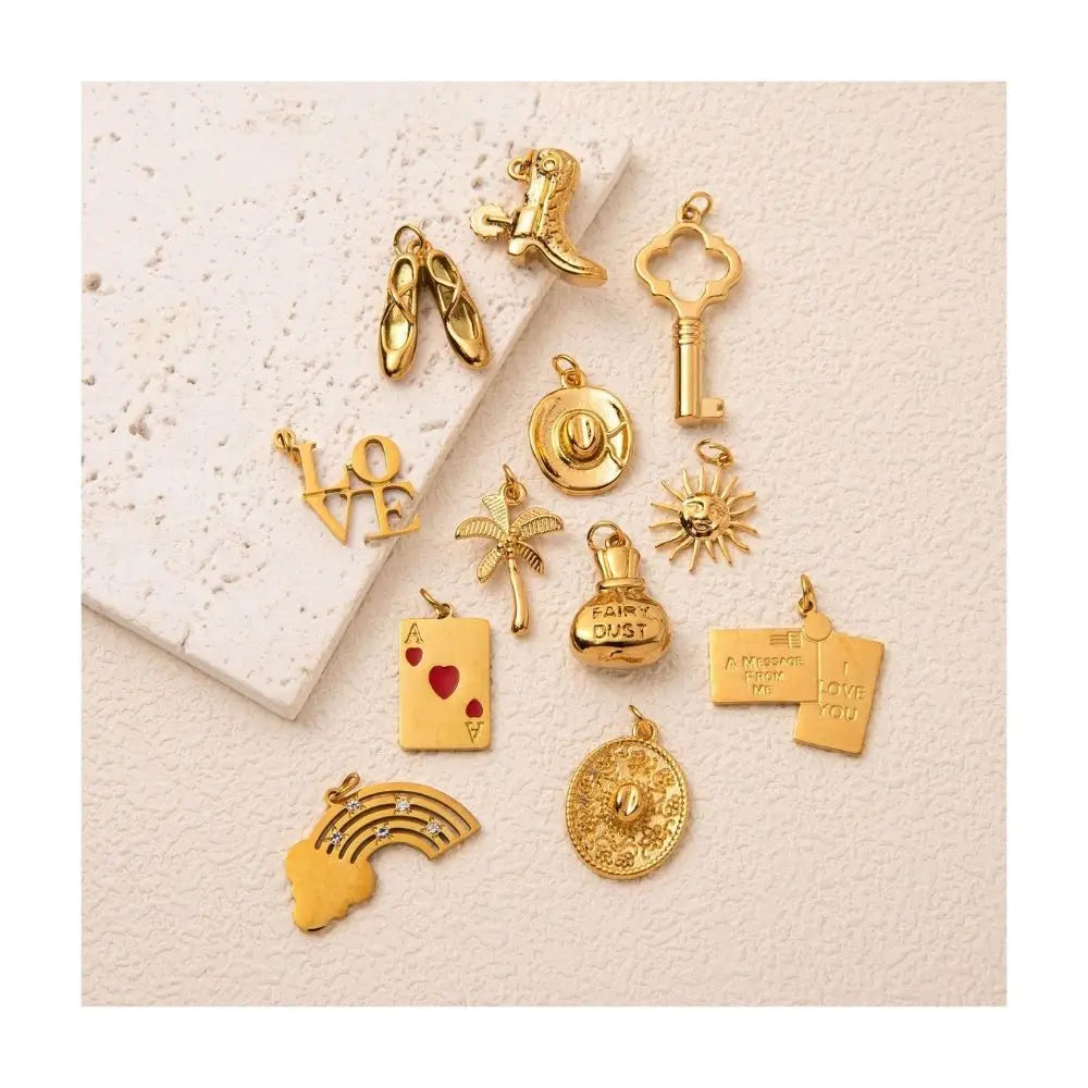 Cross-Border New Poker Pendant DIY Necklace Pendant Niche Love Necklace Women Clavicular Chain Gold-Plated Color