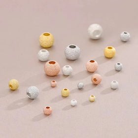 Frosted 925 Sterling Silver Beads Brushed Round Beads Loose Spacer Beads Bracelet Necklace Jewelry Making Findings