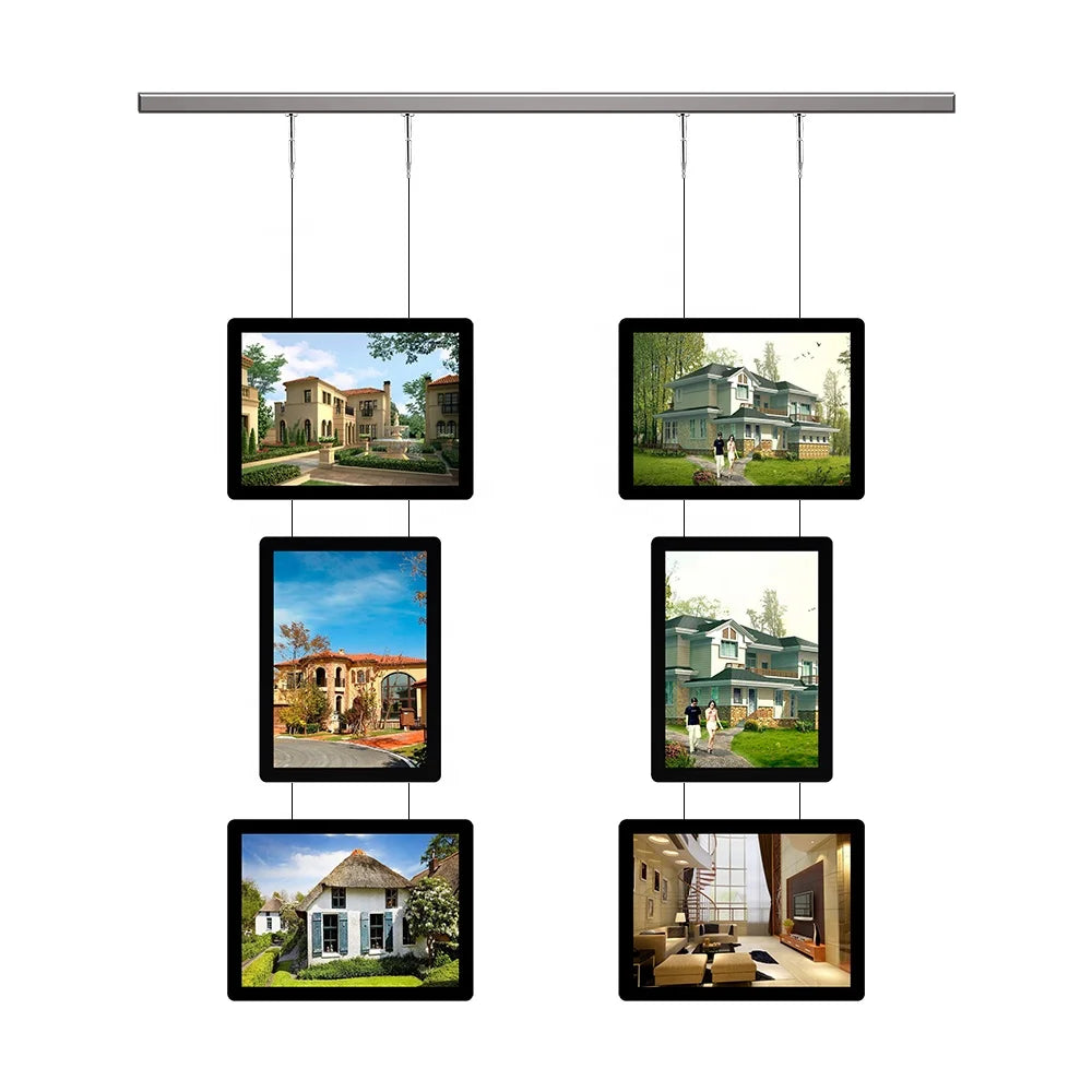 Double Sides Rectangle A4 Acrylic Shop Real Estate Window Hanging Display Led Advertising Picture Frame Posters Sign Light Box