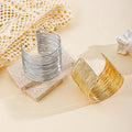 Women's Punk Style Metal Bracelet with Exaggerated Irregular Fold C-Shaped Open Design Fashionable Bangles