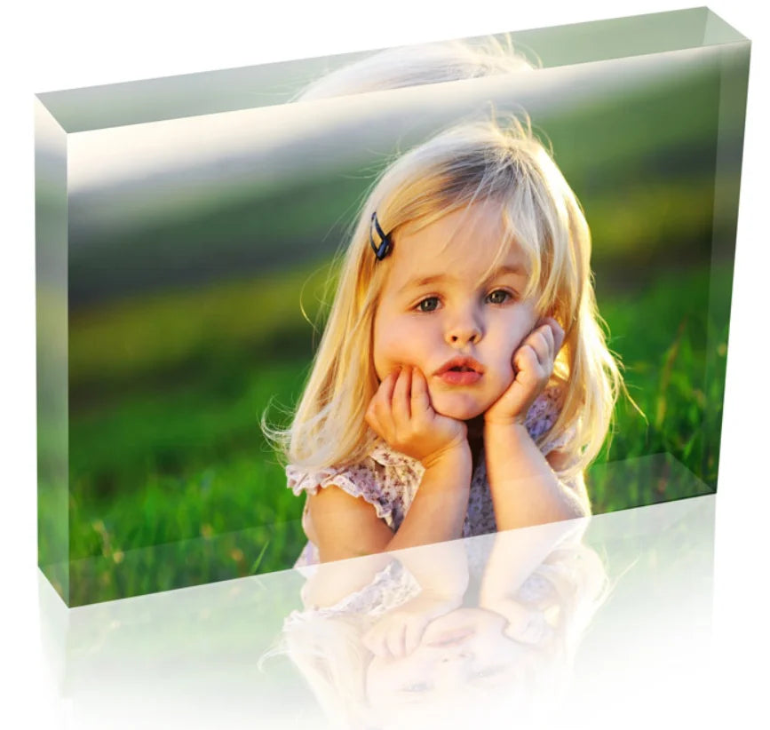 Custom UV Printed Acrylic Block Display Showcase Picture Stand Unique Picture Display Rack
