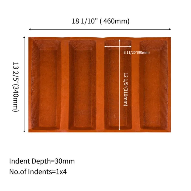 Food Grade 4/5 Slots Channels Breathable Silicone Glass Fiber baguette Baking Tray French Bread Pan