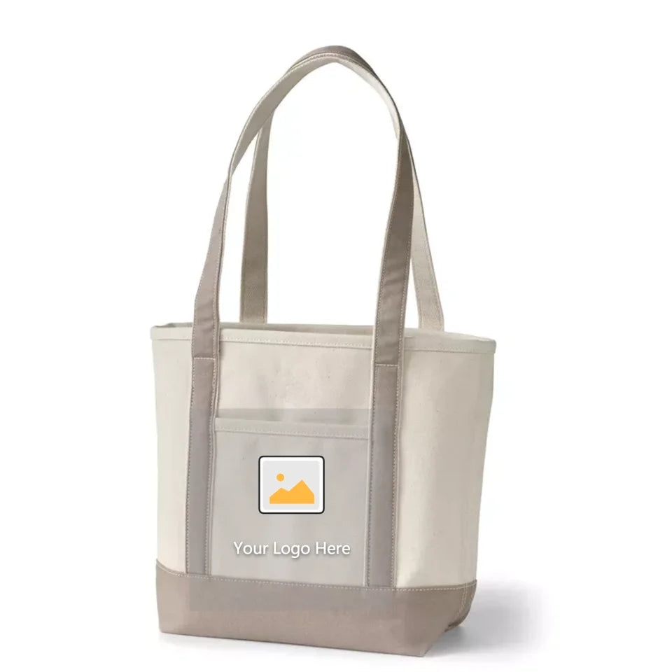 Extra Heavy-Weight Large Personalized Cotton Canvas Boat Tote Bag Reusable Custom Shopping Bags Recyclable