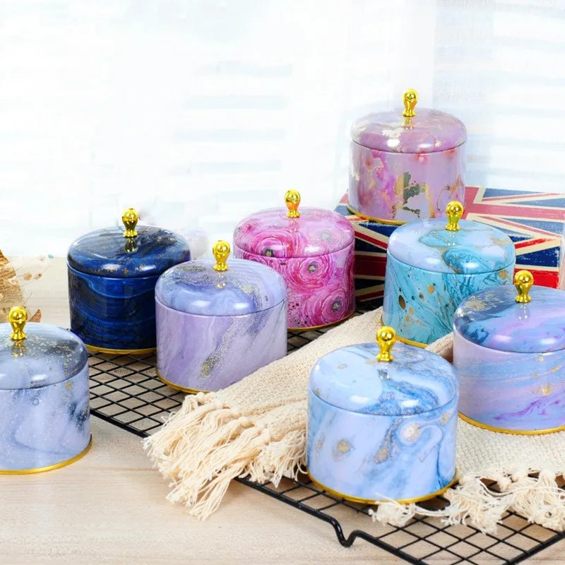 Luxury 6oz Stock Round Tin Eco-friendly Tea Candy Container Empty Scented Candle Jar with Lid Custom Logo