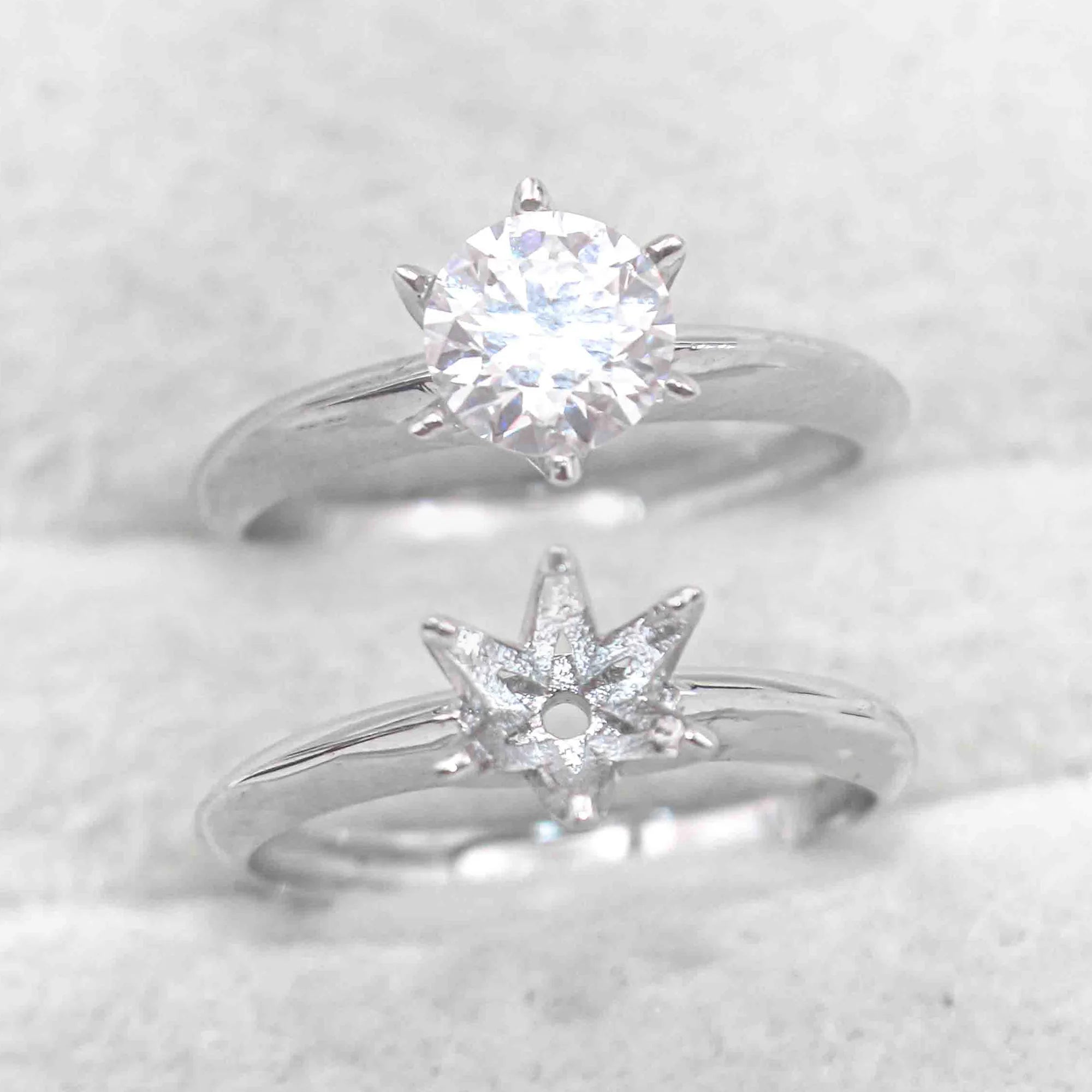 Sterling Silver 6.5mm/1 Carat Semi Mount Ring Frame Blank Moissanite Diamond Setting Base Without Center Stone Inlay for DIY