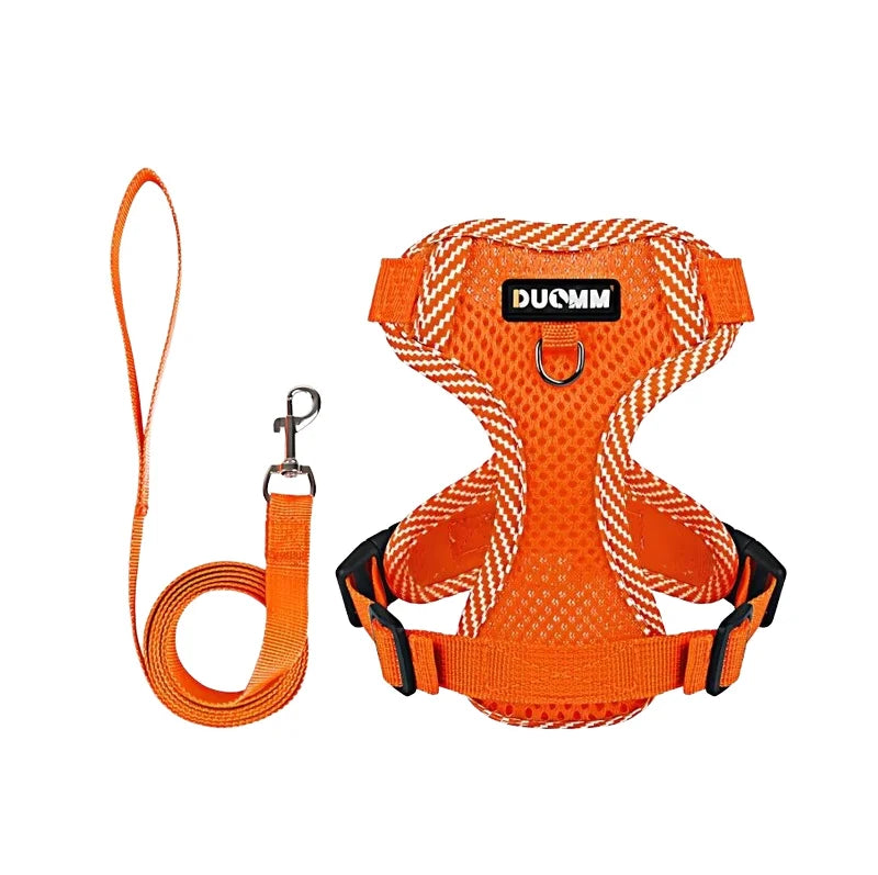 OEM&ODMReflective Breathable Pet Harness Breathable Printed Dog Leather Strap Classic Style Pet Breathable Harness