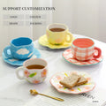 Custom Ins Ceramic Mug Handmade Irregular 10oz Coffee Cup and Saucer Afternoon Tea Retro Stoneware Mug Ceramic Cup