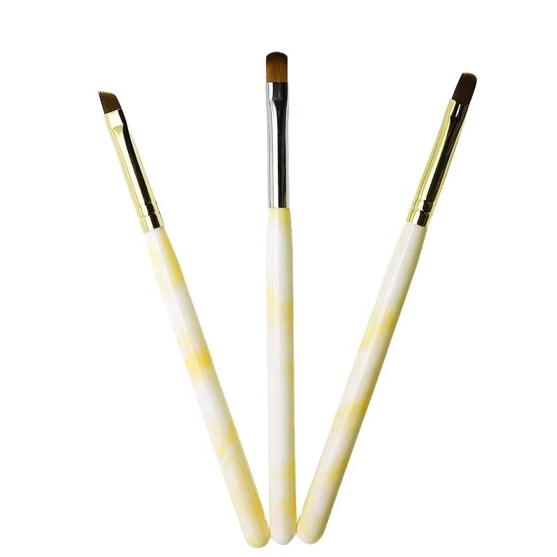 Wholesale Hot Sale Acrylic Handle 3pcs Gel Nail Art Brush Set Crimped Nylon Hair Professional Nail Painting Pens Manicure Tools
