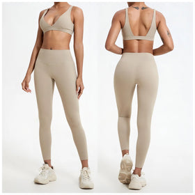 Women Breathable Tights Fitness Custom Logo High Waist Leggings and Bra Sets Active Wear Yoga Workout Sets