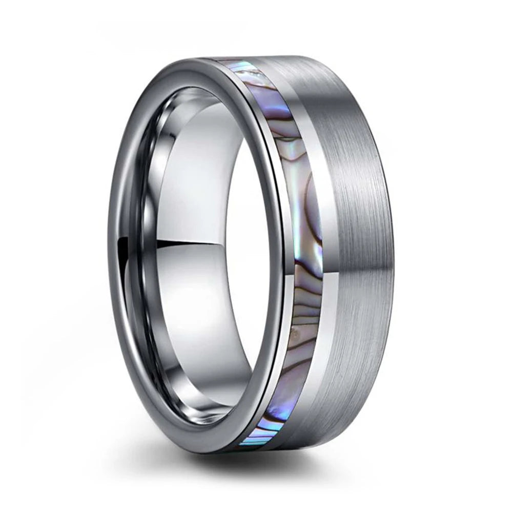 China Wholesale 8MM Silver Color Brushed Matt Surface Polish Inlay Zircon Classic Mens Tungsten Carbide Wedding Band Rings